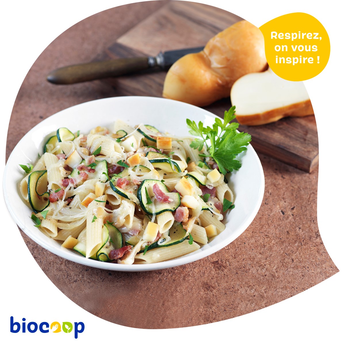 Penne aux courgettes et scamorza fumée 