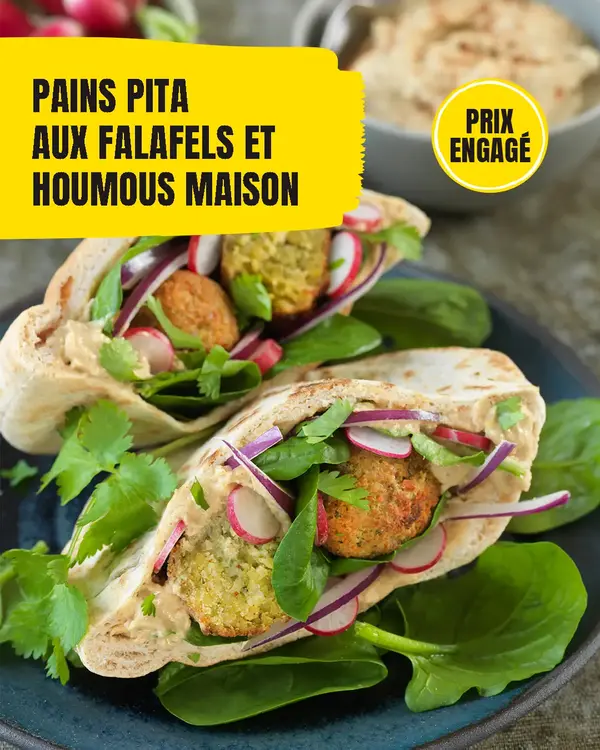 Pain pita aux falafels et houmous maison